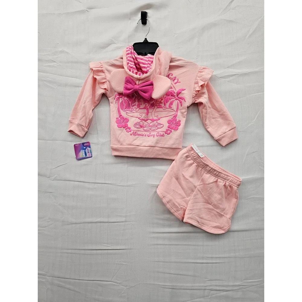 Disney Minnie Mouse Pink Hoodie and Shorts Set 3T Minnie's Surf Club MOG458HDS‎